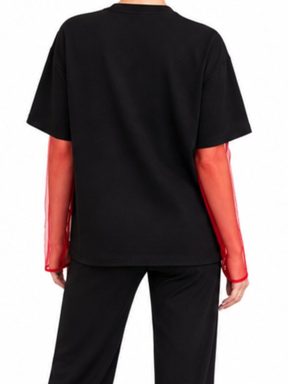 Heart Ruffle Red Attaché Tee Solid Black - Picture 3 of 6